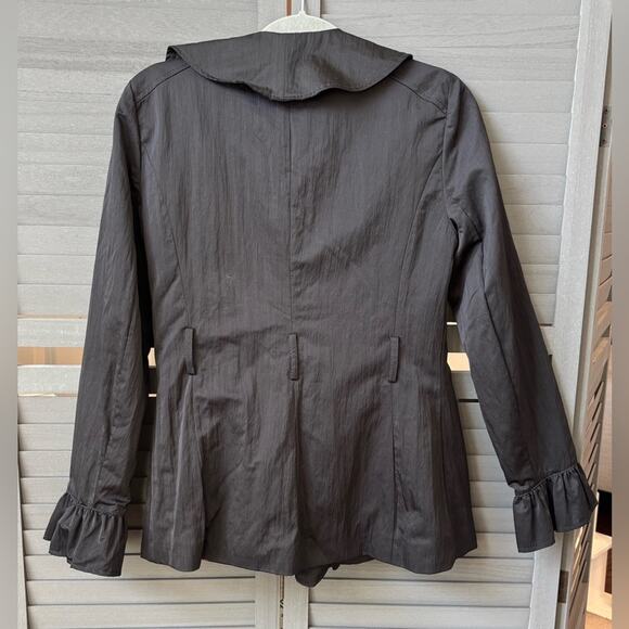 Willi Smith Retro Vintage Black Ruffle Blazer with Red Interior Lining Size S - Picture 3 of 12